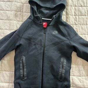Nike Kids Black Hooded Zip-Up Sweatshirt with Logo
